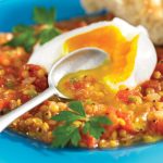 Poached Eggs on Spicy Lentils